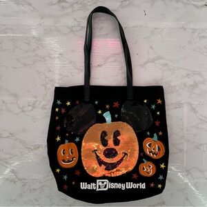 Disney Parks Walt Disney World Canvas Tote Bag Halloween Pumpkin Mickey Mouse